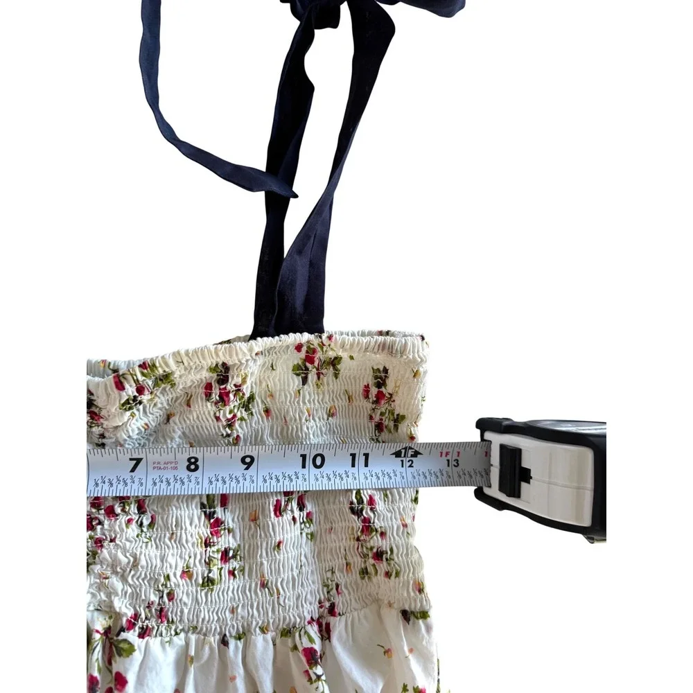 J.Crew Tie Shoulder Smocked Floral Midi Dress S Cottagecore Coquette Preppy